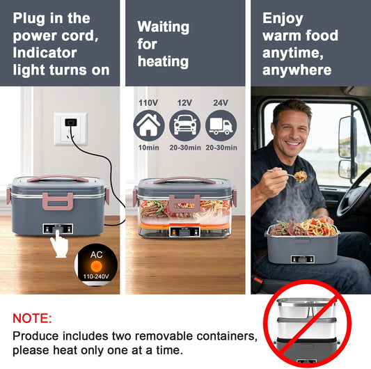 Electric Lunch Box for Adults, 1.8L 100W Heating Lunch Box for Men